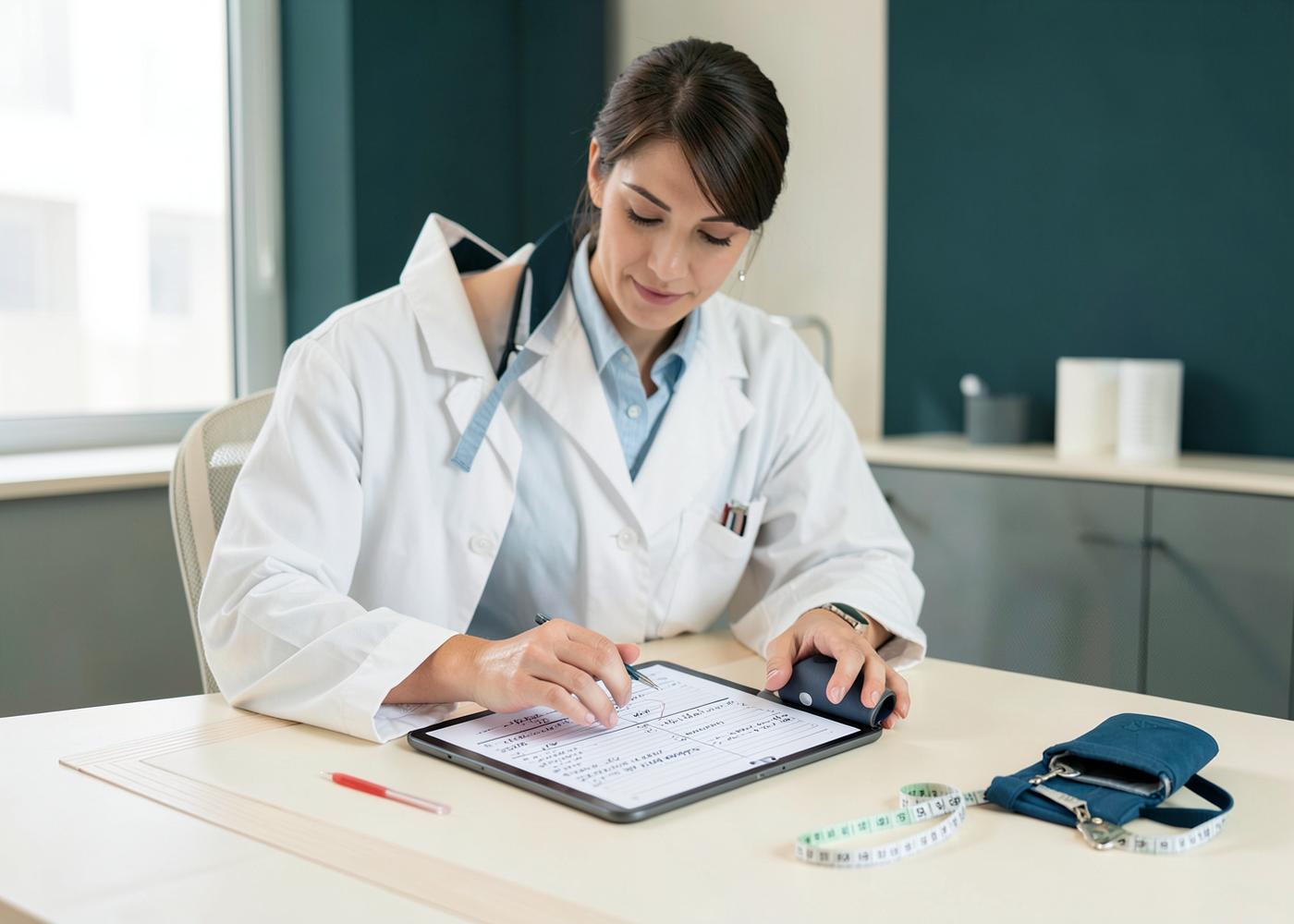 Profesional revisando la ficha clínica de un paciente